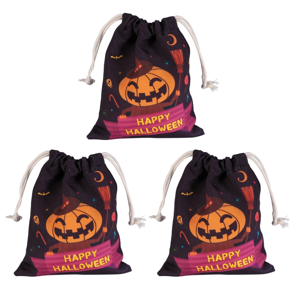 3Pcs Halloween Pumpkin Drawstring Bags Candy Bags Witch Bags Snacks Sacks Hallowmas GiftParty Supplies for Halloween Ghost Festival