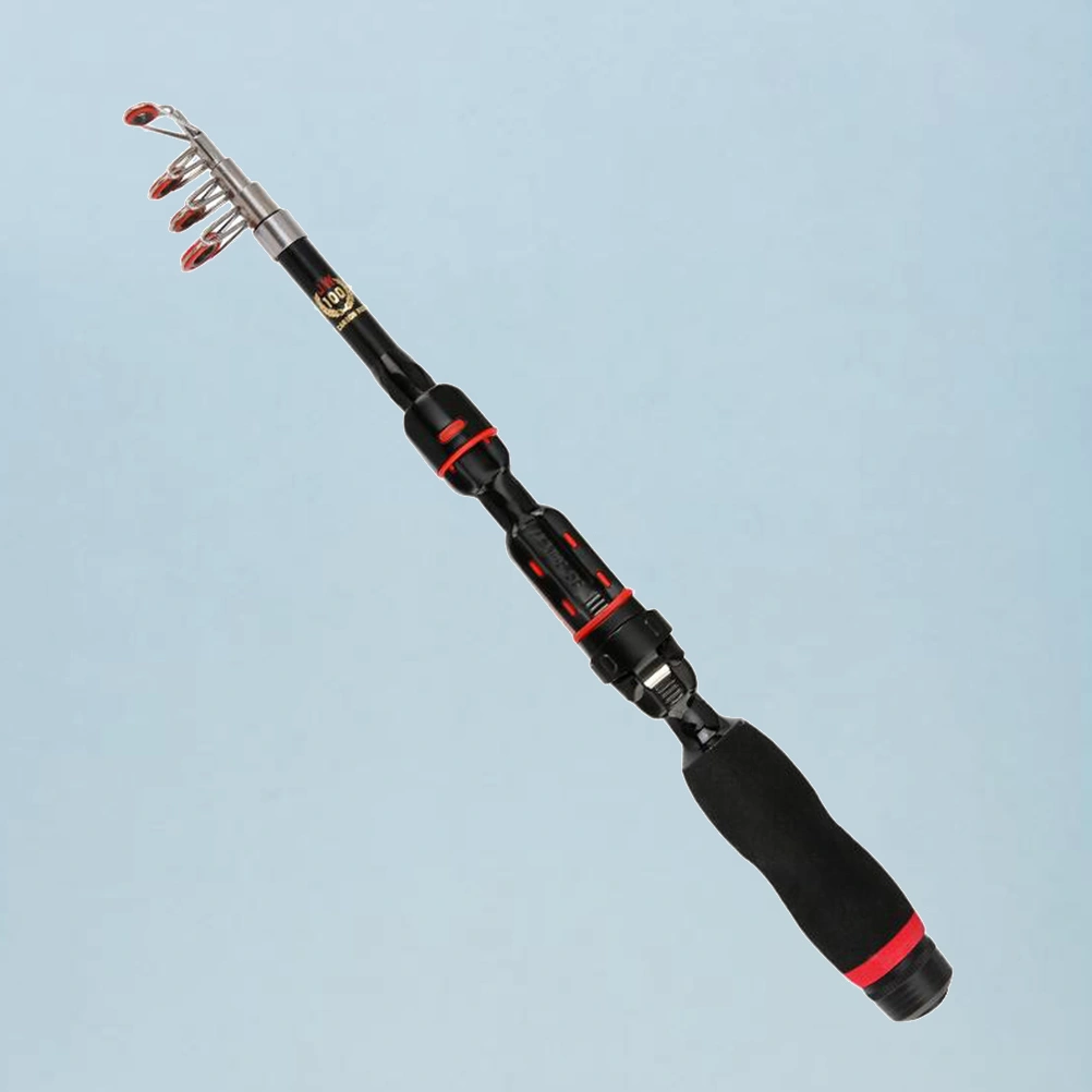Telescopic Fishing Rod Folding Pole Portable Fishing Accessory Fishing Suplies for Fish Lover (Black, 1.2 Meters)