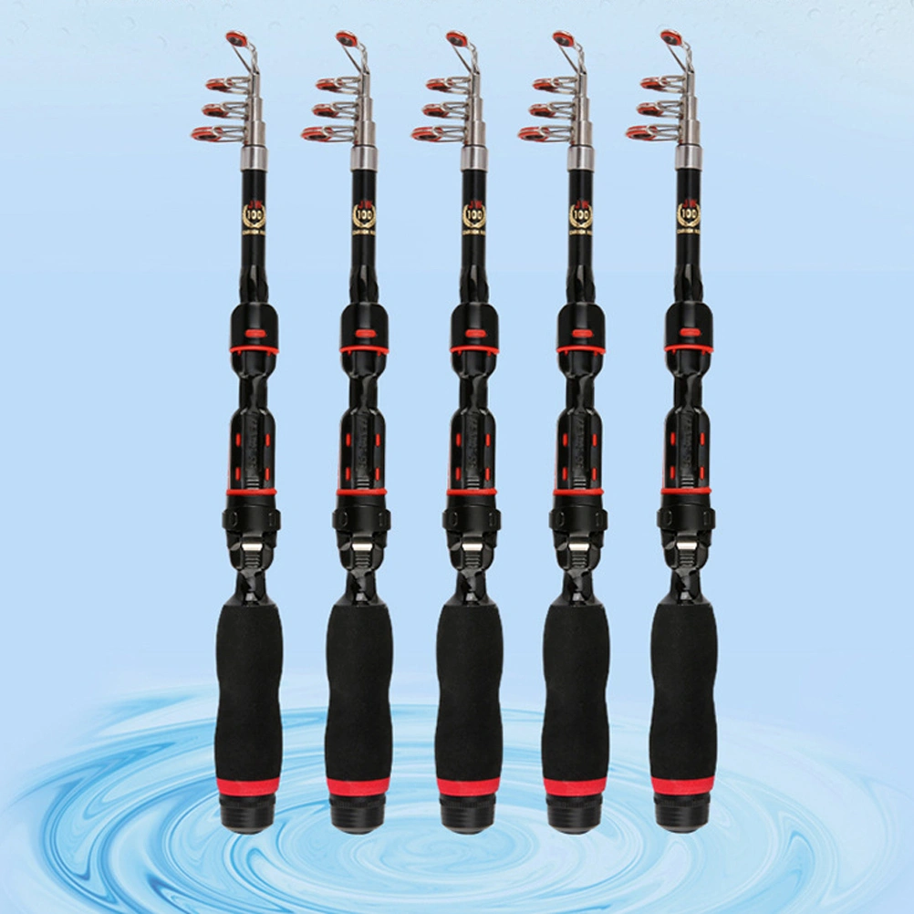 Telescopic Fishing Rod Folding Pole Portable Fishing Accessory Fishing Suplies for Fish Lover (Black, 1.2 Meters)