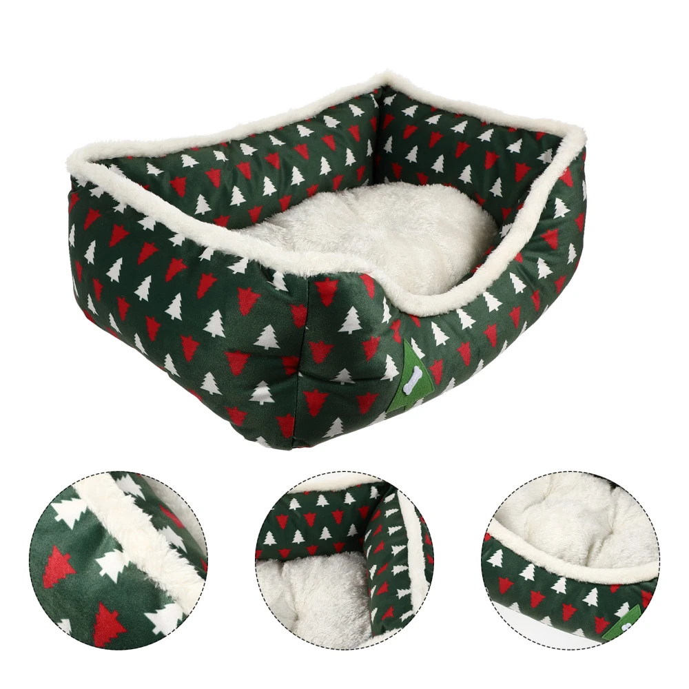 Christmas Tree Printed Cat House Warm Cat Nest Cotton Sleeping Bed Cat Dog Kennel