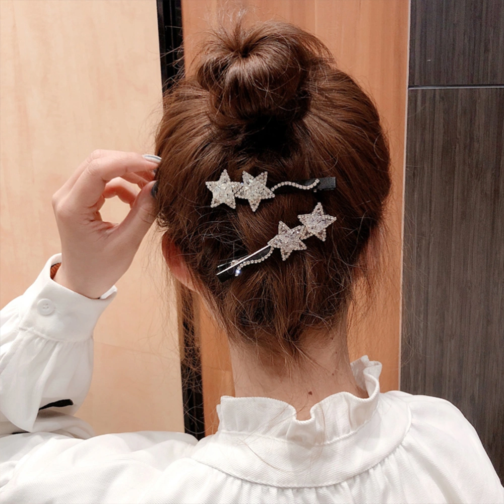 Alloy Hair Clip Five-pointed Star Hair Pin Rhinestone Barrettes Hair Ornament for Women Party