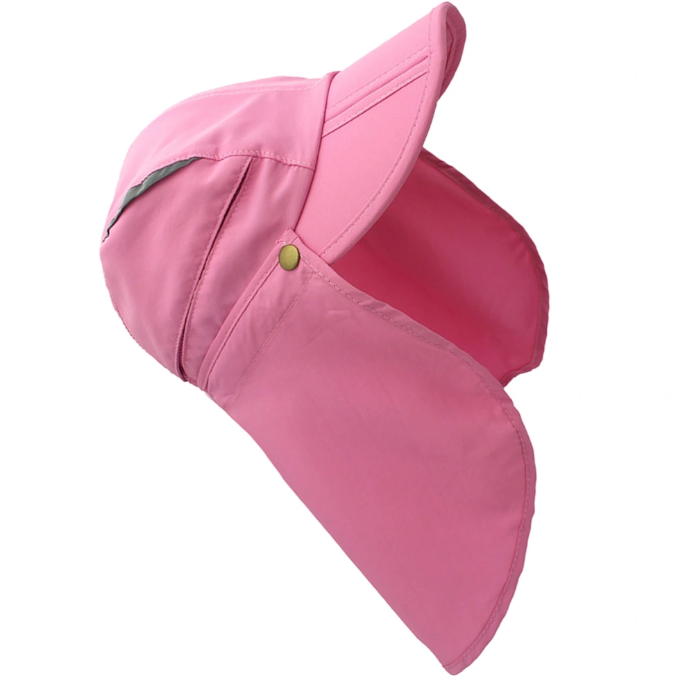 Removable Quick-drying Sun Hat Dual-use Reflective Strip Neck Cover UV Protection Baseball Big Flap for Fishing Outdoor Climbing (Pink)