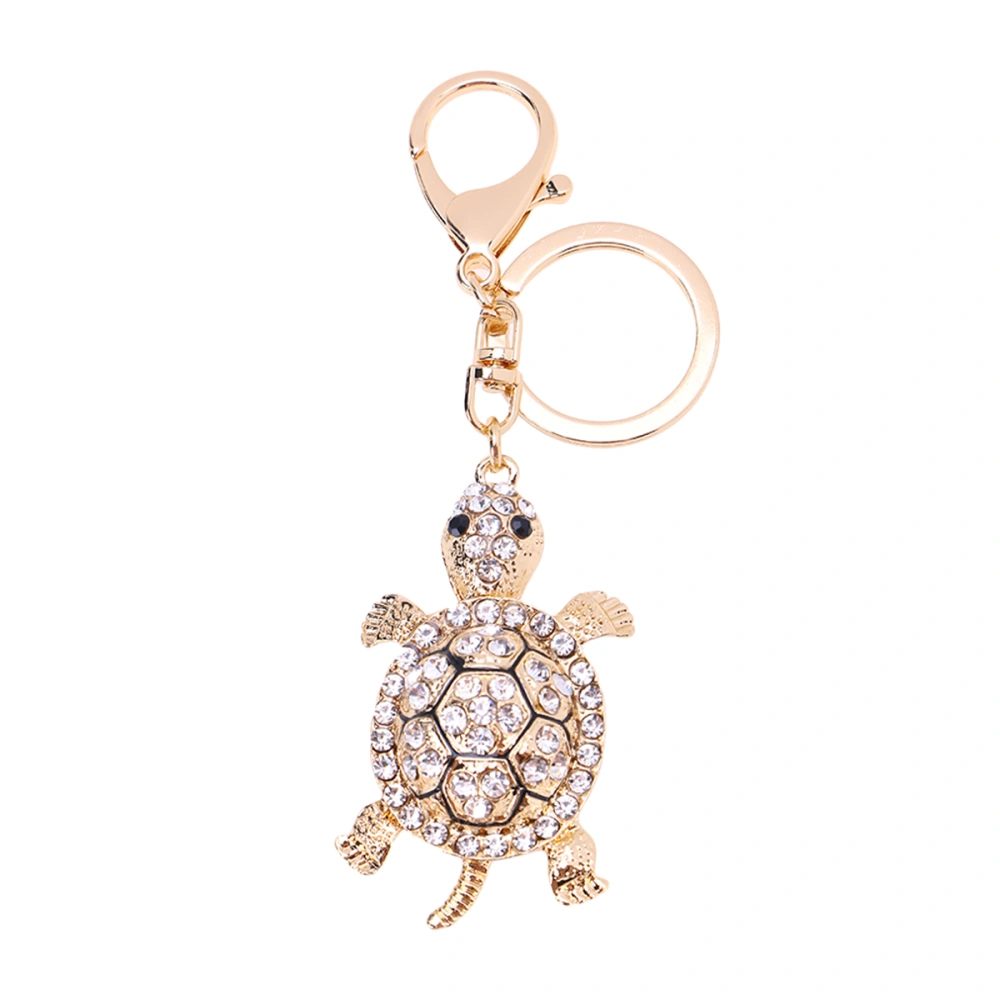 Fashion Crystal Turtle Keychain Key Chain Key Ring Bag Pendant Handbag Jewelry Gifts (White)