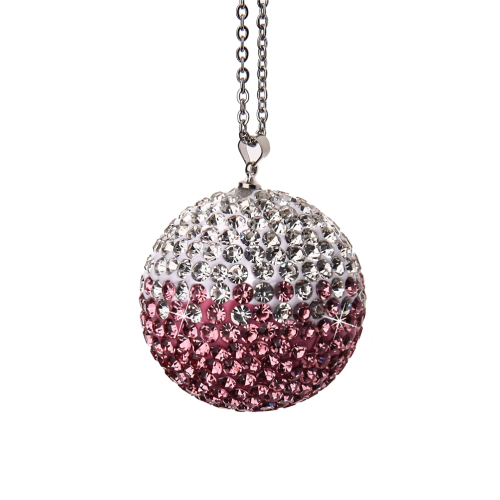 Rhinestone Car Hanging Pendant Car Interior Ornament Creative Hanging Ball Auto Accessories for Decor Use (Pink Gradient)