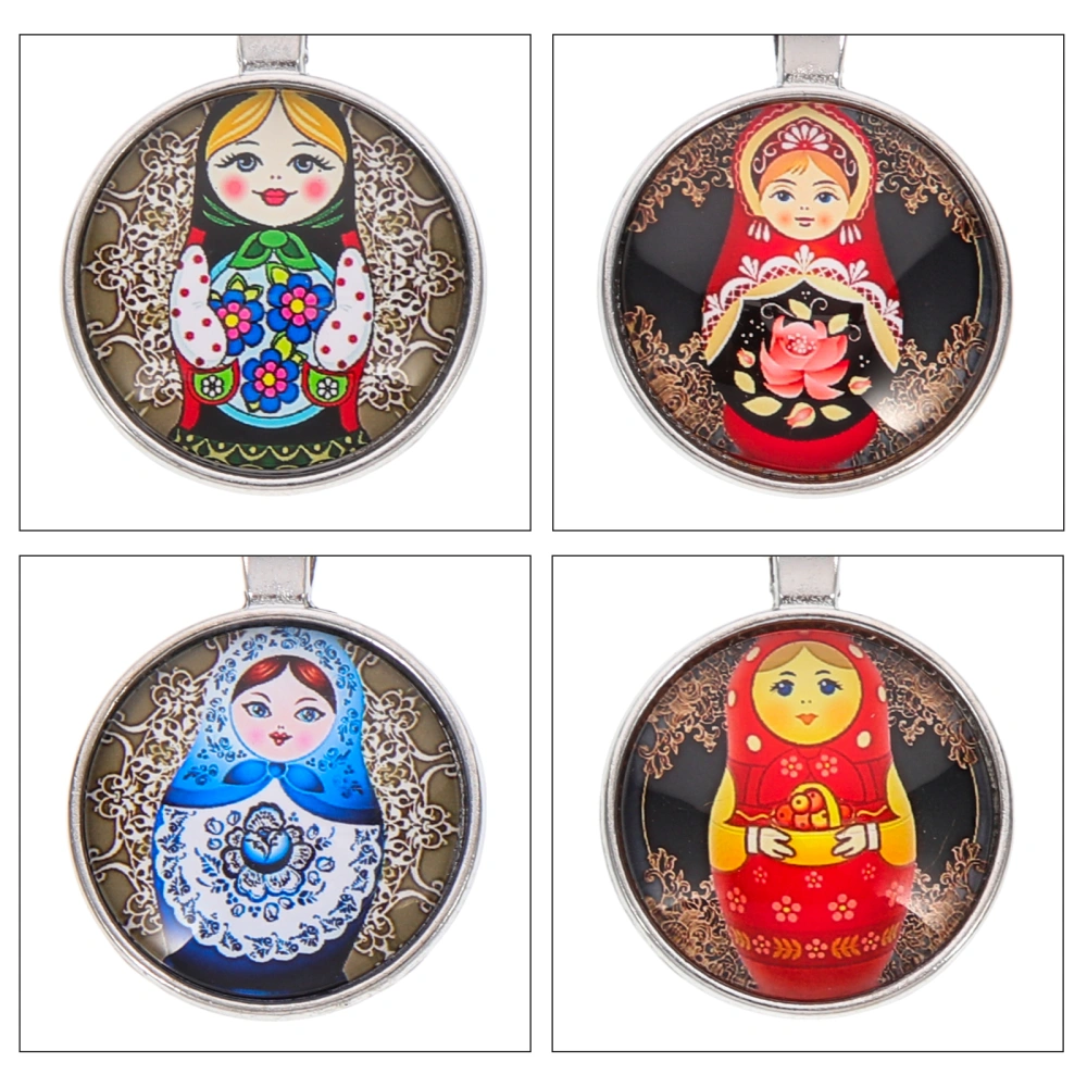 4Pcs Russian Nesting Doll Key Ring Metal Key Chains Matryoshka Dolls Key Rings Bag Pendant