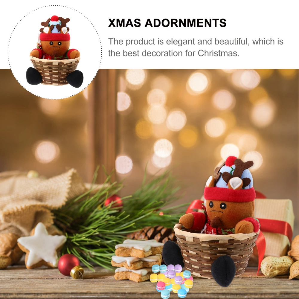 1pc Xmas Adornments Gift Acessories Adorable Doll Basket Window Decoration