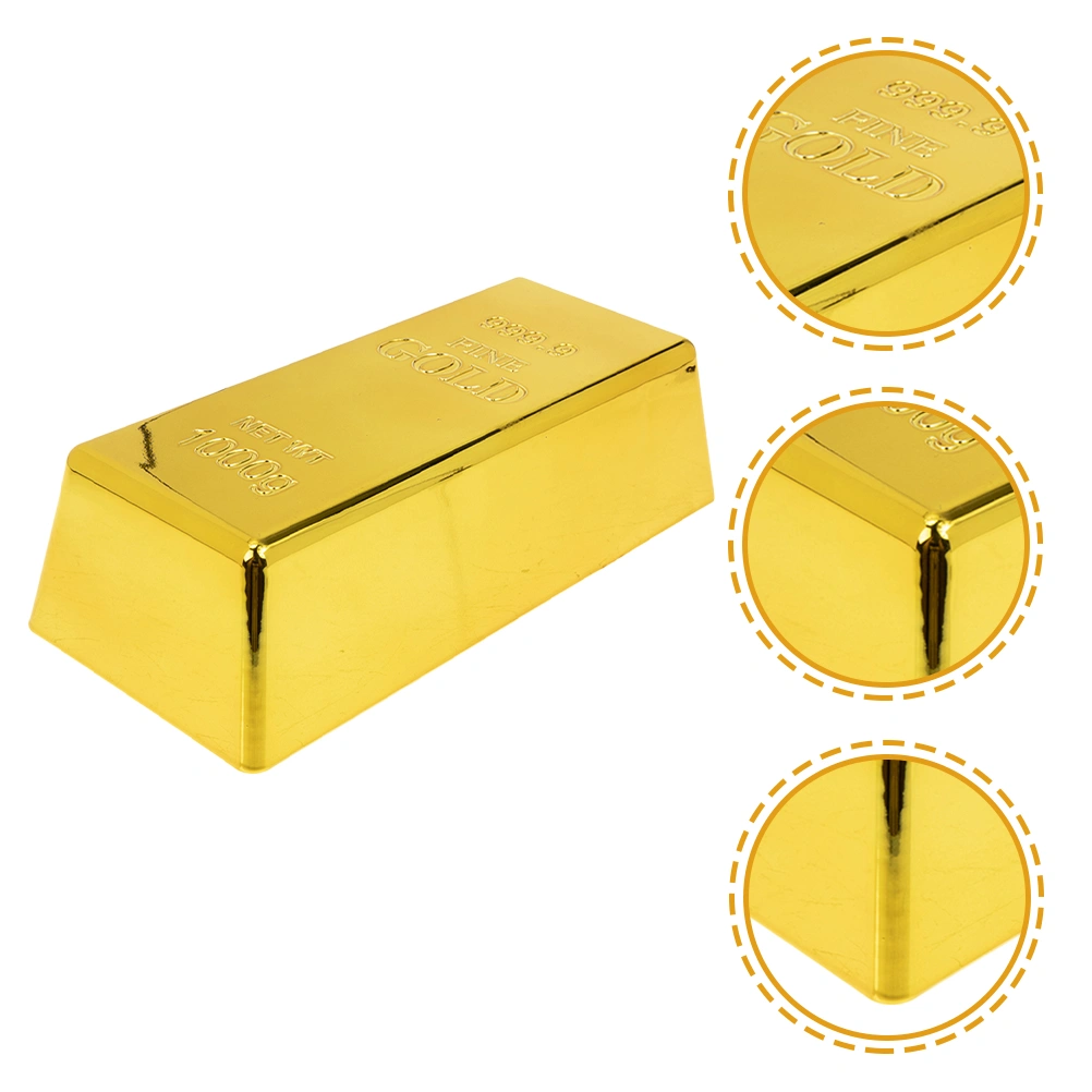 3pcs Simulated Plastic Gold Bar Realistic Gold Bricks Party Game Props