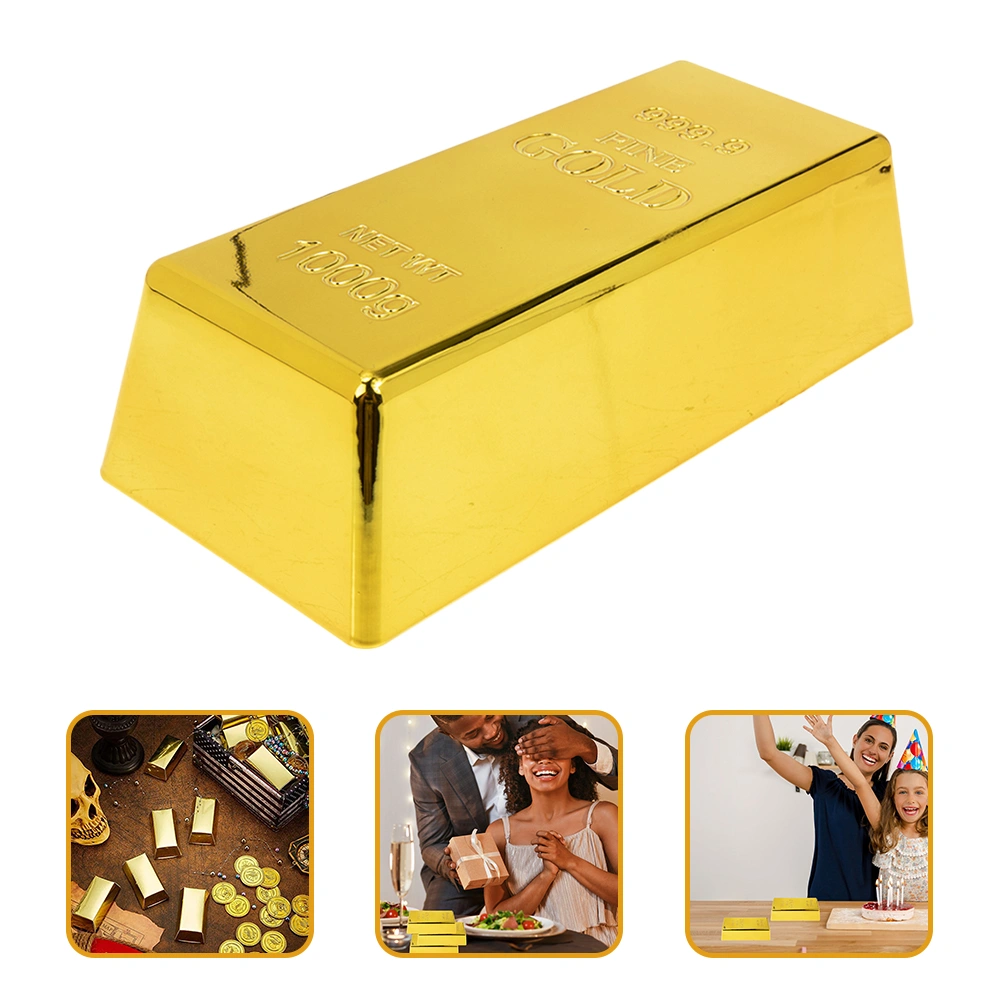 3pcs Simulated Plastic Gold Bar Realistic Gold Bricks Party Game Props