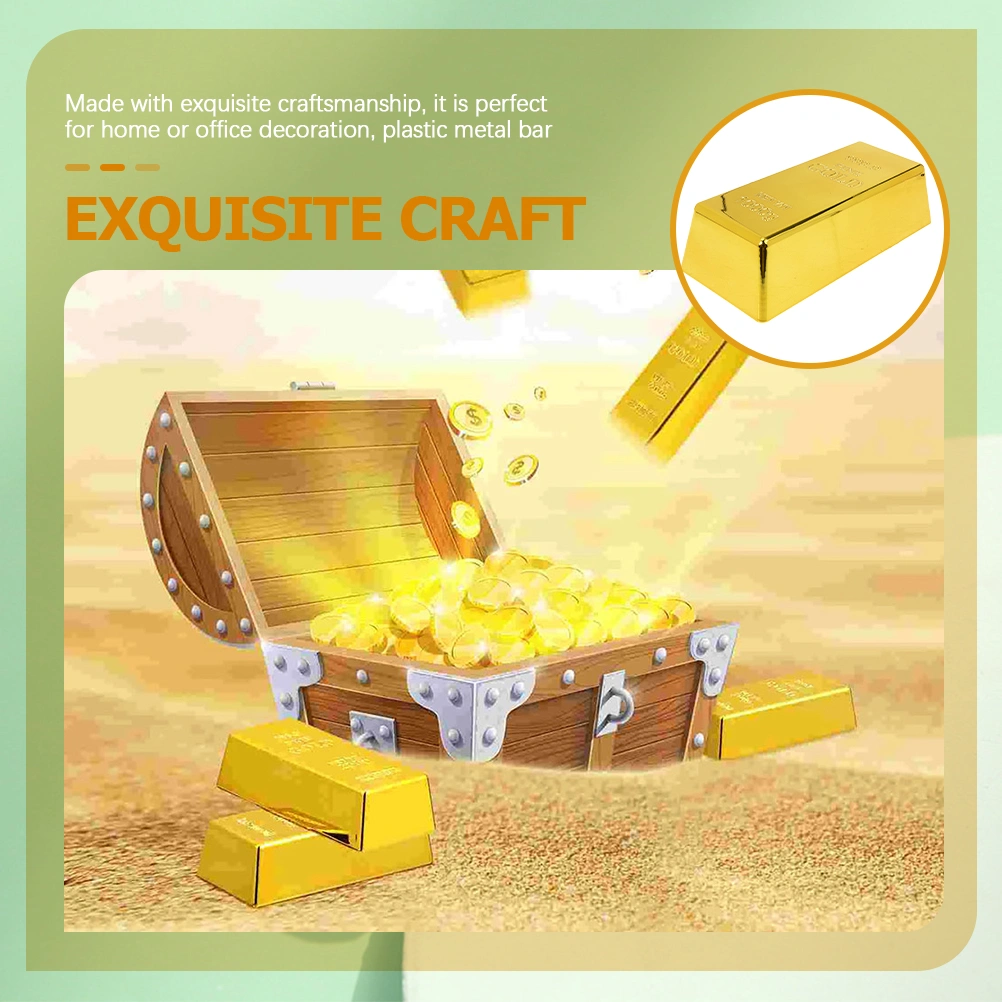 3pcs Simulated Plastic Gold Bar Realistic Gold Bricks Party Game Props