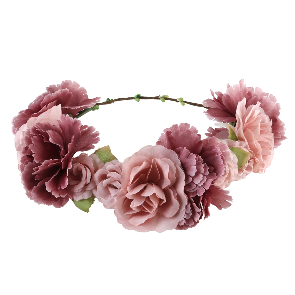 ULTNICE Flower Wreath headband Floral Garland Crown Hair Accessories with Ribbon for Wedding Featival Party Light Cafe