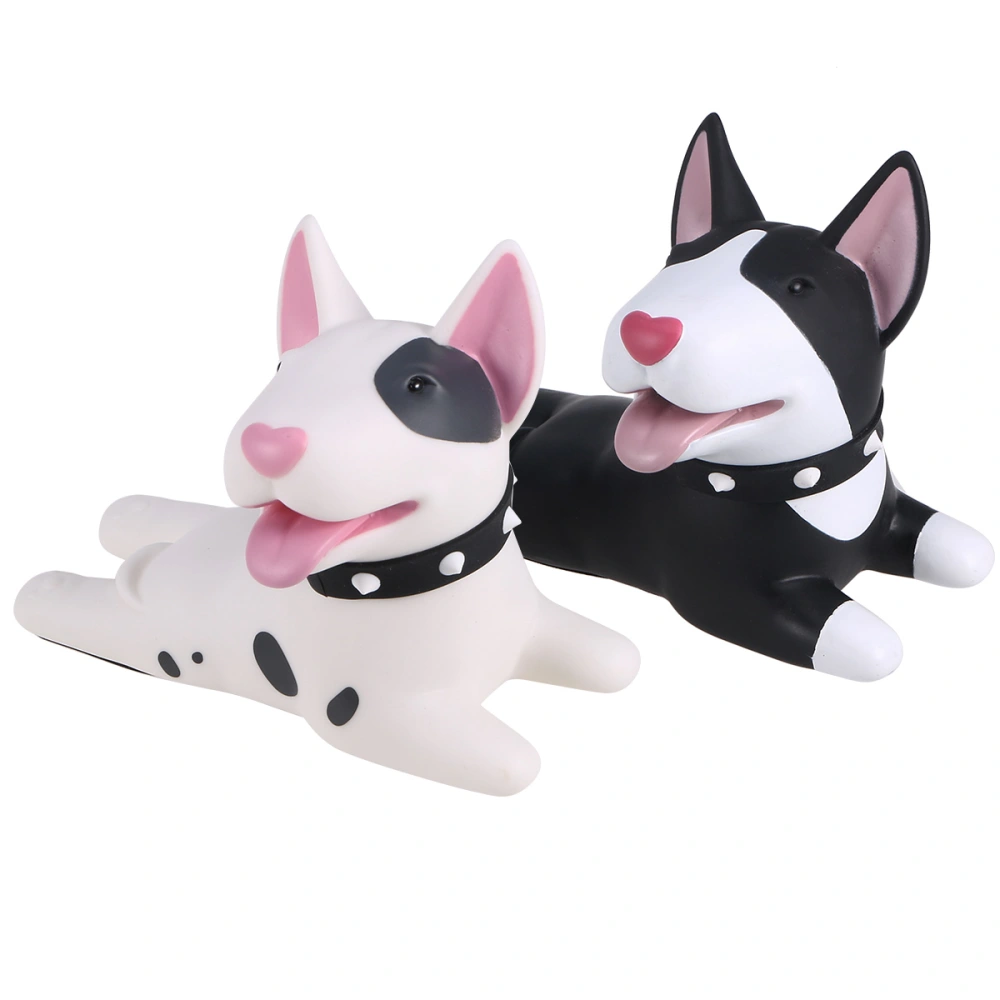 2 Pcs Creative Lovely Cartoon Dog Shape Designed Daily Use Door Stopper Home Decoration (White, Black)