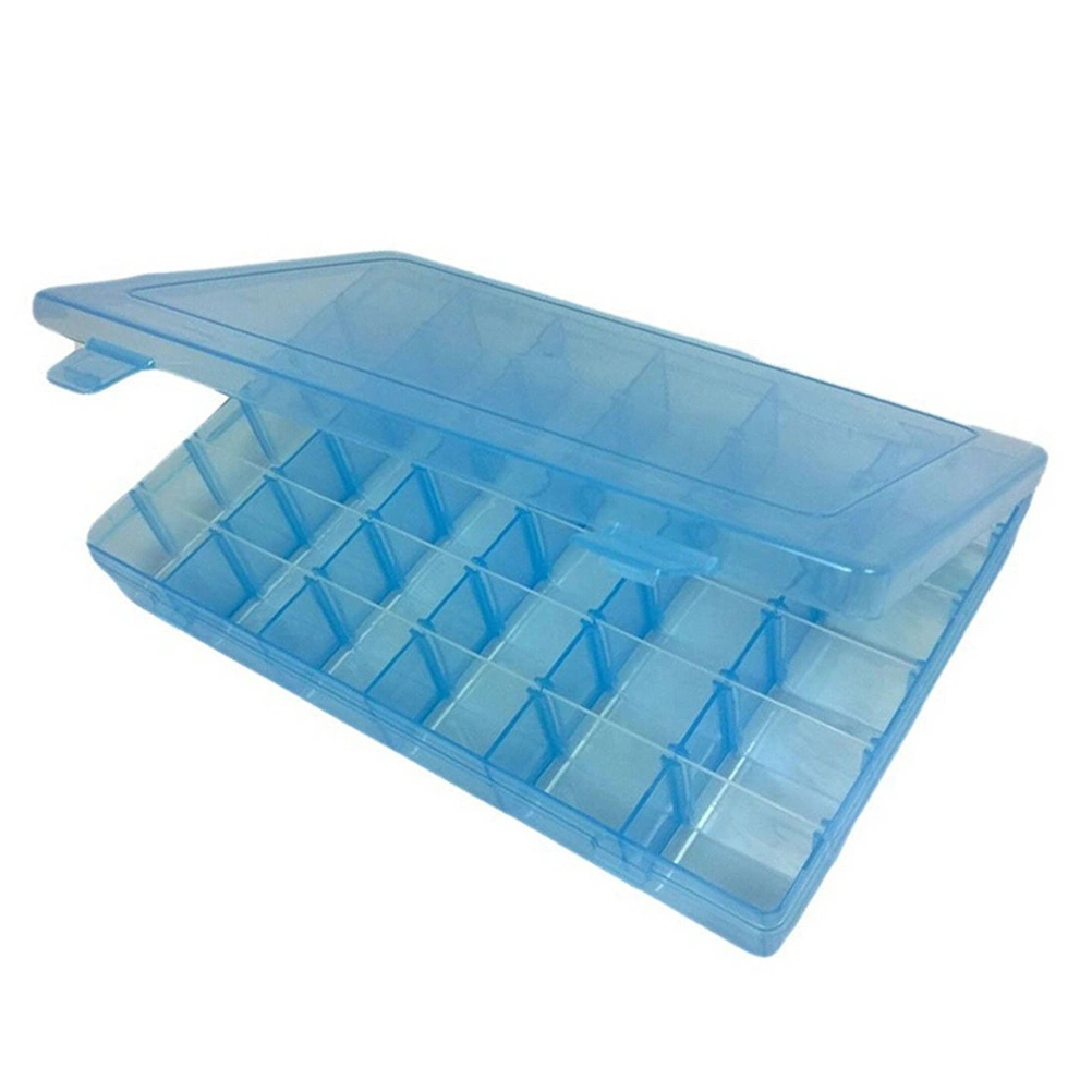 Portable 36-Grid Clear Hard Plastic Adjustable Jewelry Organizer Box Storage Container Case with Removable Dividers (Blue)