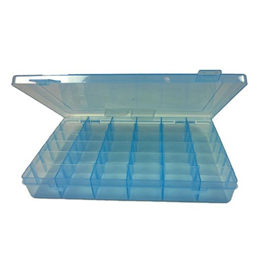 Portable 36-Grid Clear Hard Plastic Adjustable Jewelry Organizer Box Storage Container Case with Removable Dividers (Blue)