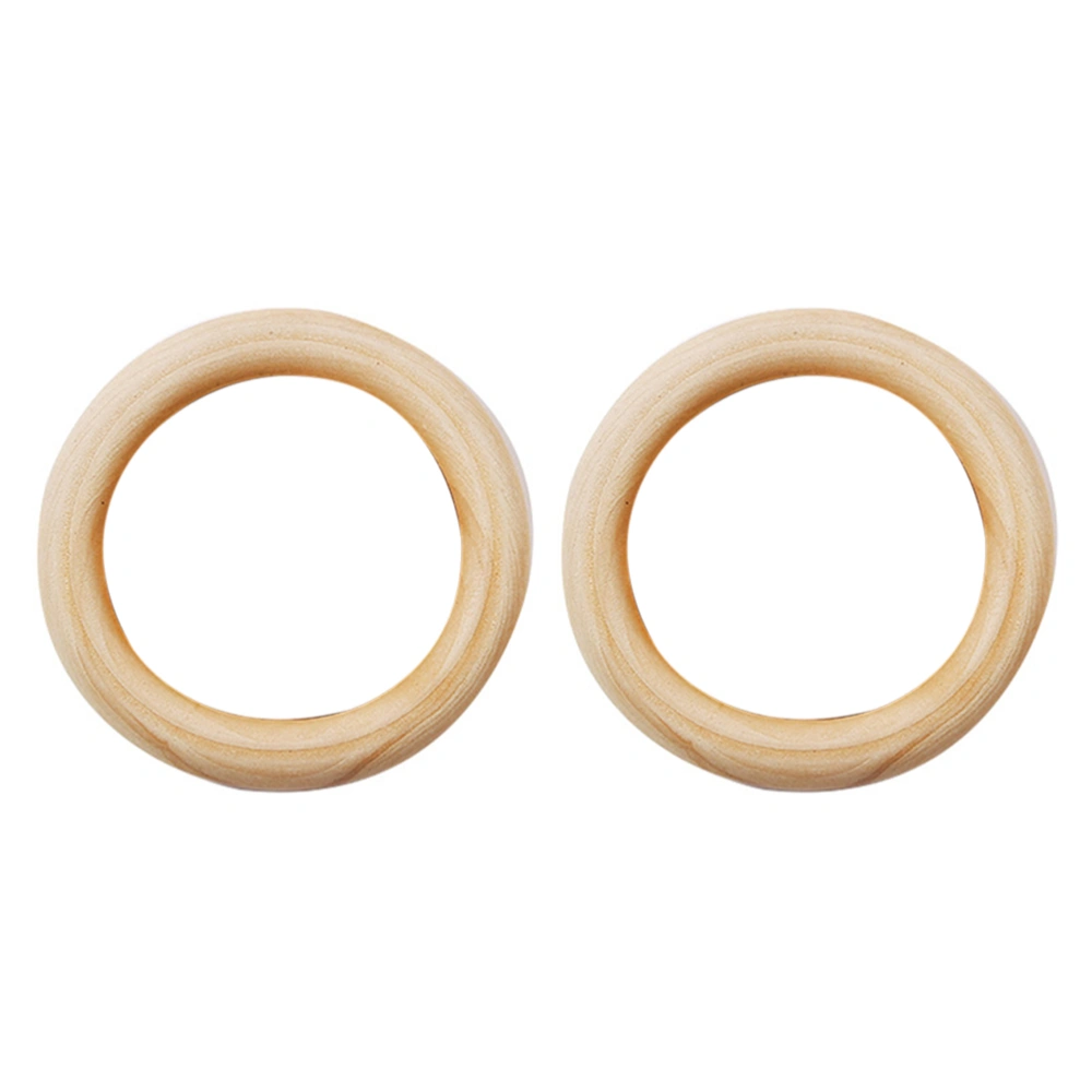 2 Pcs Natural Wood Rings Unfinished Wood Circles DIY Accessories for Pendant Connectors Jewelry Making