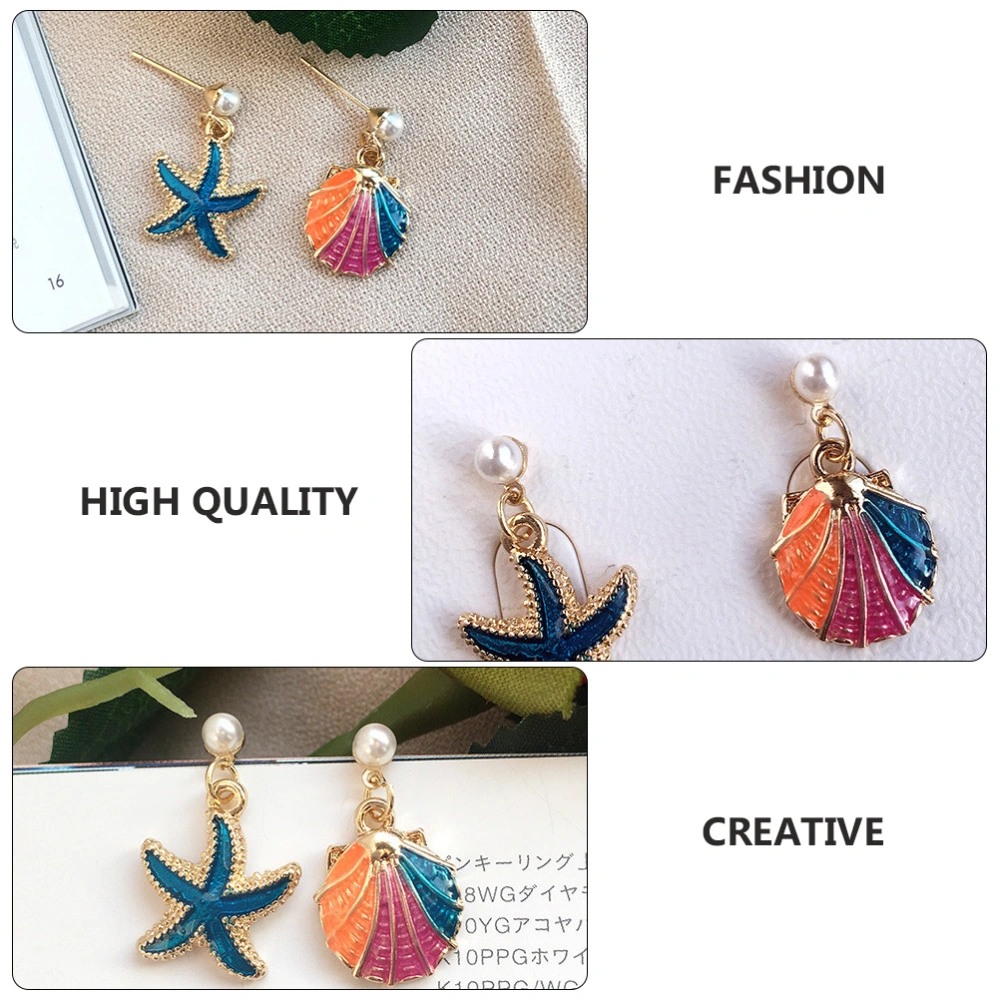 1Pair Alloy Oil Drop Earrings Shell Marine Life Ear Pendants Women Jewelries