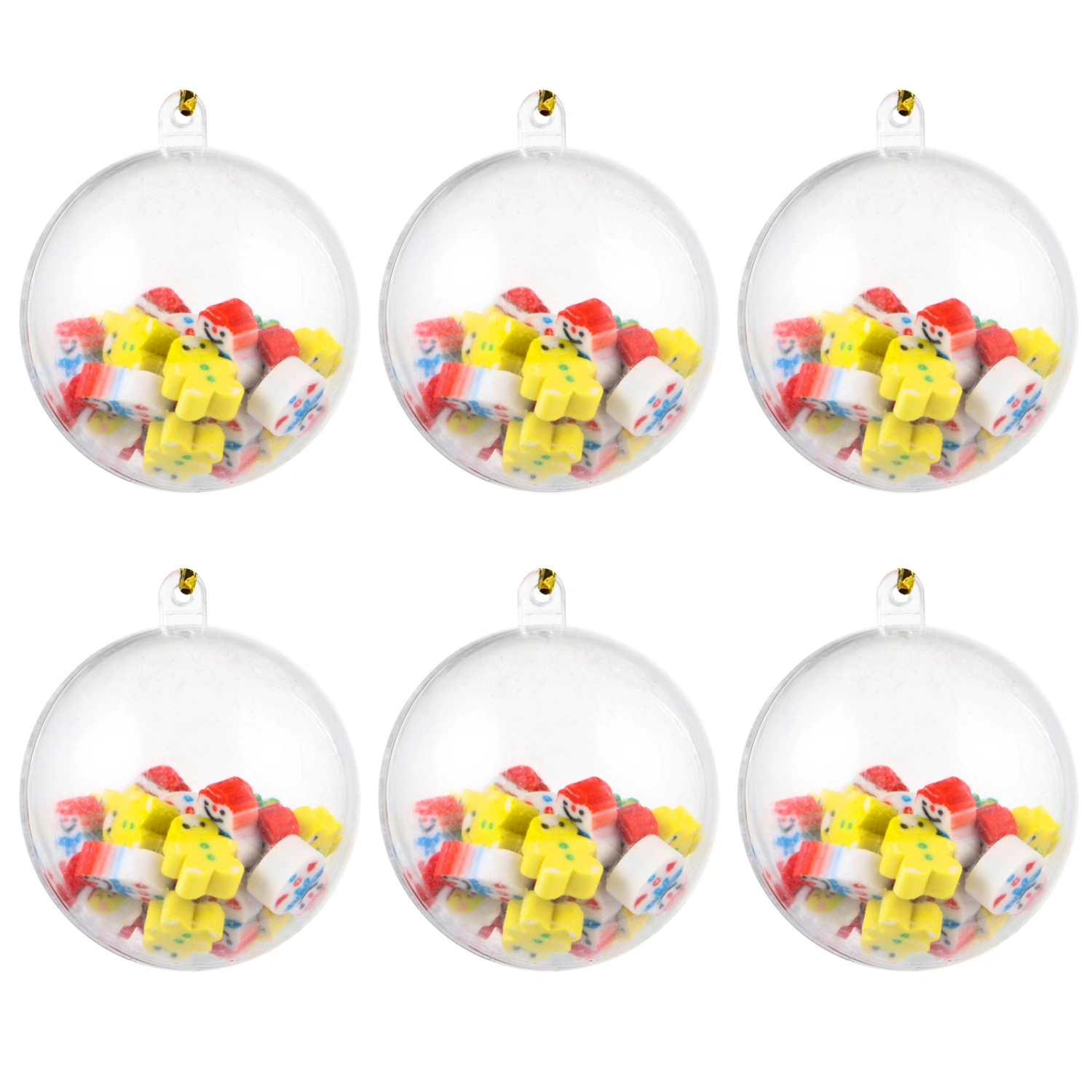 6 Pcs 1 Set Plastic Desktop Adornments Christmas Theme Erasers (Colorful)