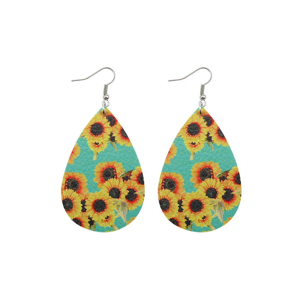 1 Pair Sunflower Pattern Pendant Earrings Vintage Women Earrings Sunflower Ear Dangle Jewelry for Travel Party (3#E1446)