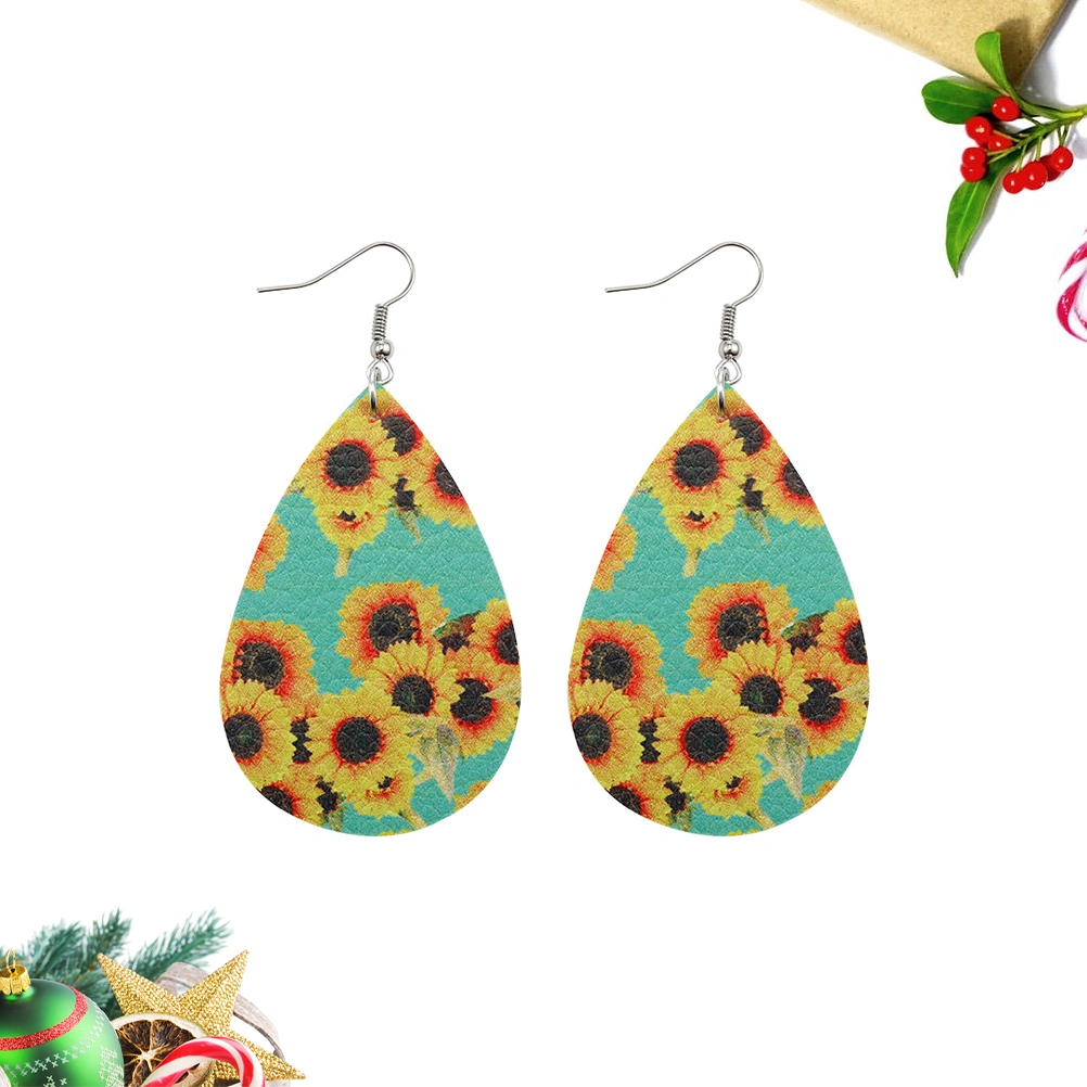 1 Pair Sunflower Pattern Pendant Earrings Vintage Women Earrings Sunflower Ear Dangle Jewelry for Travel Party (3#E1446)