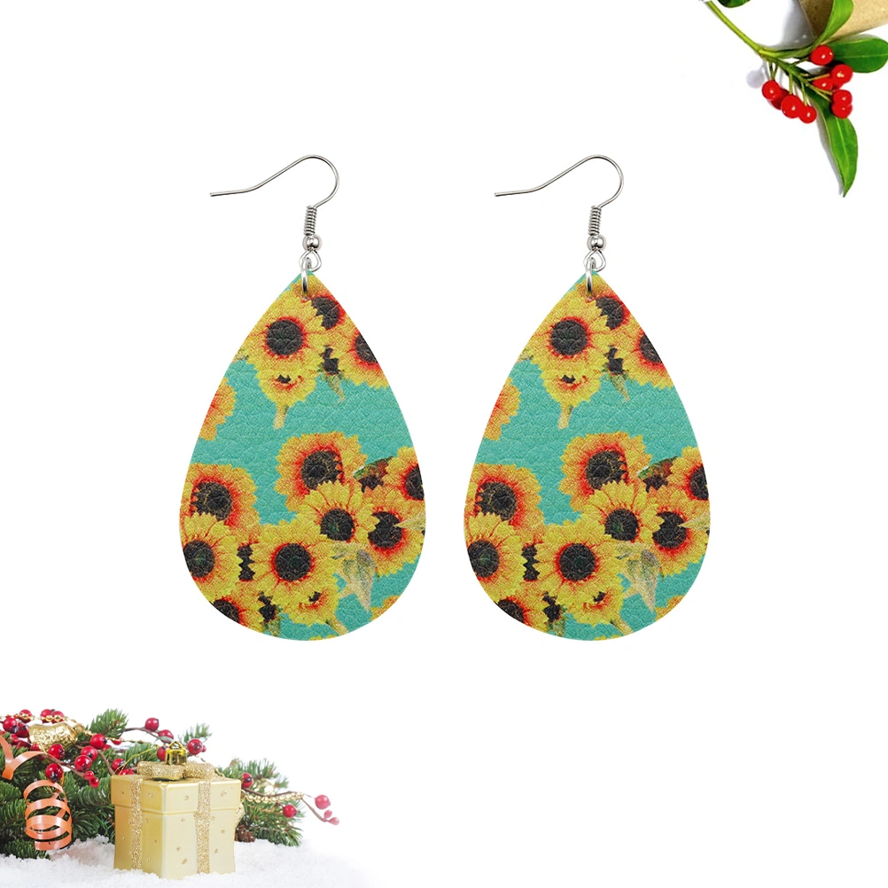 1 Pair Sunflower Pattern Pendant Earrings Vintage Women Earrings Sunflower Ear Dangle Jewelry for Travel Party (3#E1446)