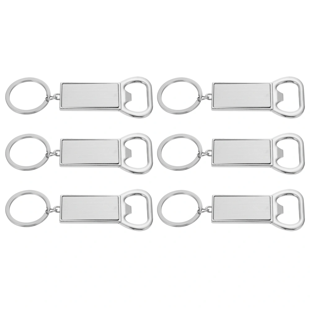 6Pcs Alloy Blank Keychains Metal Bottle Openers Key Rings for Boyfriend