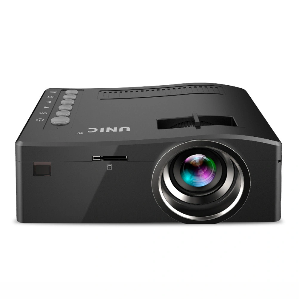 Portable Full Mini Home Projector Home Theater Cinema Support AV Mobile Hard Disk USB SD EU Plug (Black)