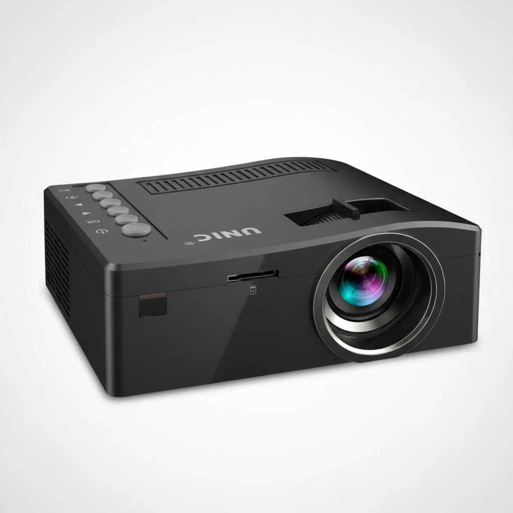 Portable Full Mini Home Projector Home Theater Cinema Support AV Mobile Hard Disk USB SD EU Plug (Black)