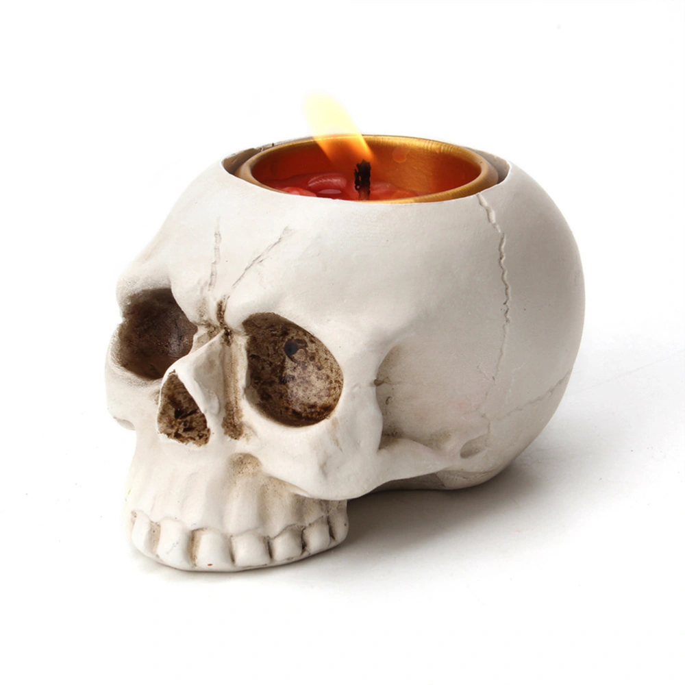 Resin Skull Candle Holder Scary Tealight Cup Desktop Decor for Home Party Halloween