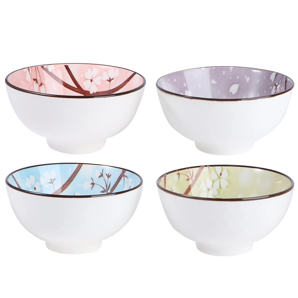 1 Set 4 Pcs Japanese Style Ceramic Bowls Blue and White Porcelain Bowl Set