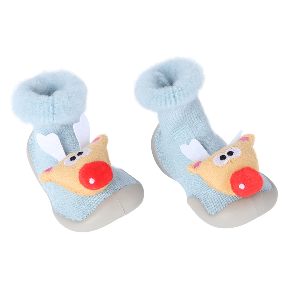 1 Pair Christmas Season Baby Shoes Autumn Winter Infant Prewalker Cartoon Thickening Warm Socks Shoes Anti Shoes for Baby Wearing (Sky-blue Size 20/21 5.5US,4.5UK, 21EU,4.9125Inch)