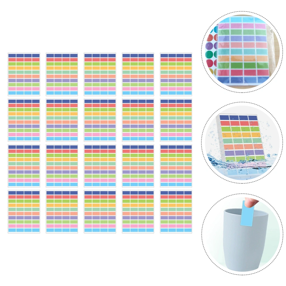 20 Sheets of Convenient Sticky Classification Labels Removable Label Stickers