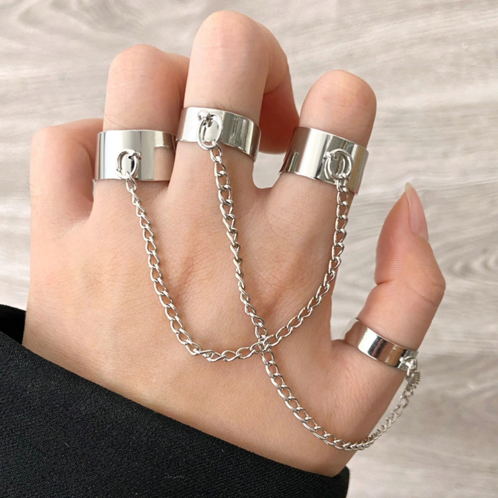 1 Set Chic Chain Ring Set Punk Finger Ring Set Fashion Ring Jewelry for Women