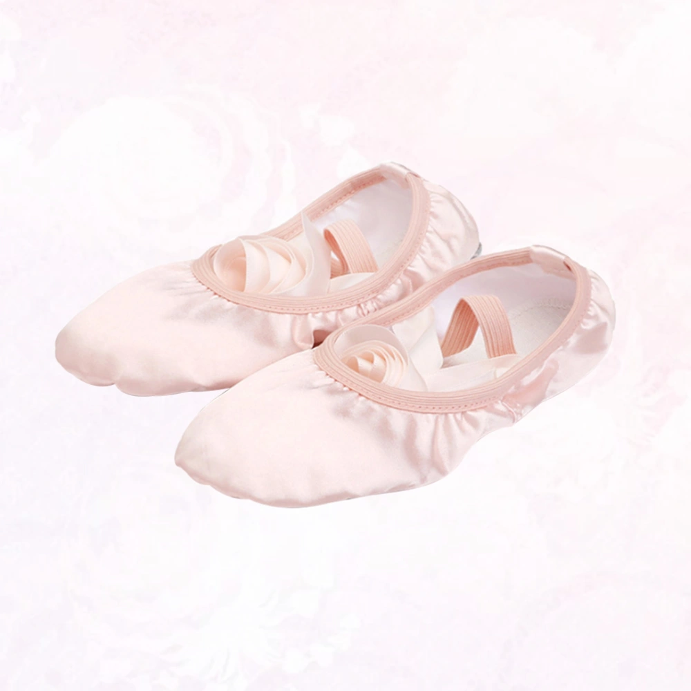 Ribbon Ballet Practice Shoes Lace-Up Yoga Shoes Sole Dance Shoes for Girls Women - Size 29