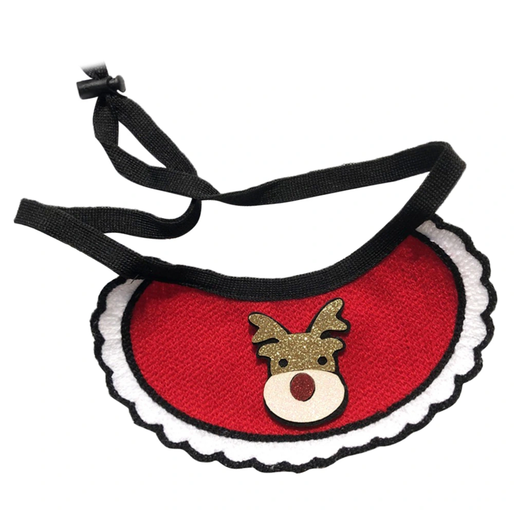 Christmas Pet Bib Red Deer Triangle Scarf Adjustable Bibs Pet Supplies for Dog Cat (S)