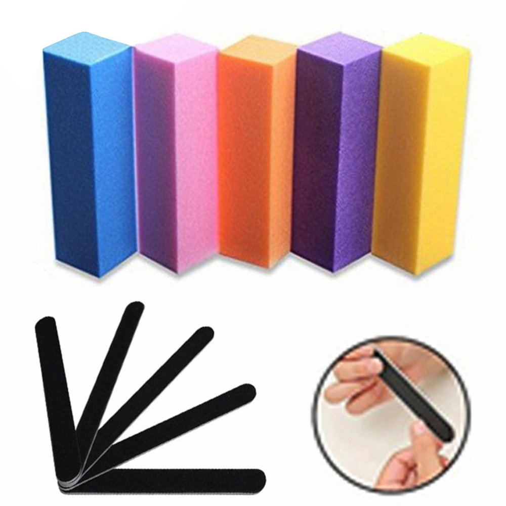 1 Set of 18pcs Nail Grinding Tools Sponge Sanding Blocks Nail Files Manicure Polishing Tools (6PCS Sanding Blocks and 12PCS Nail Files)