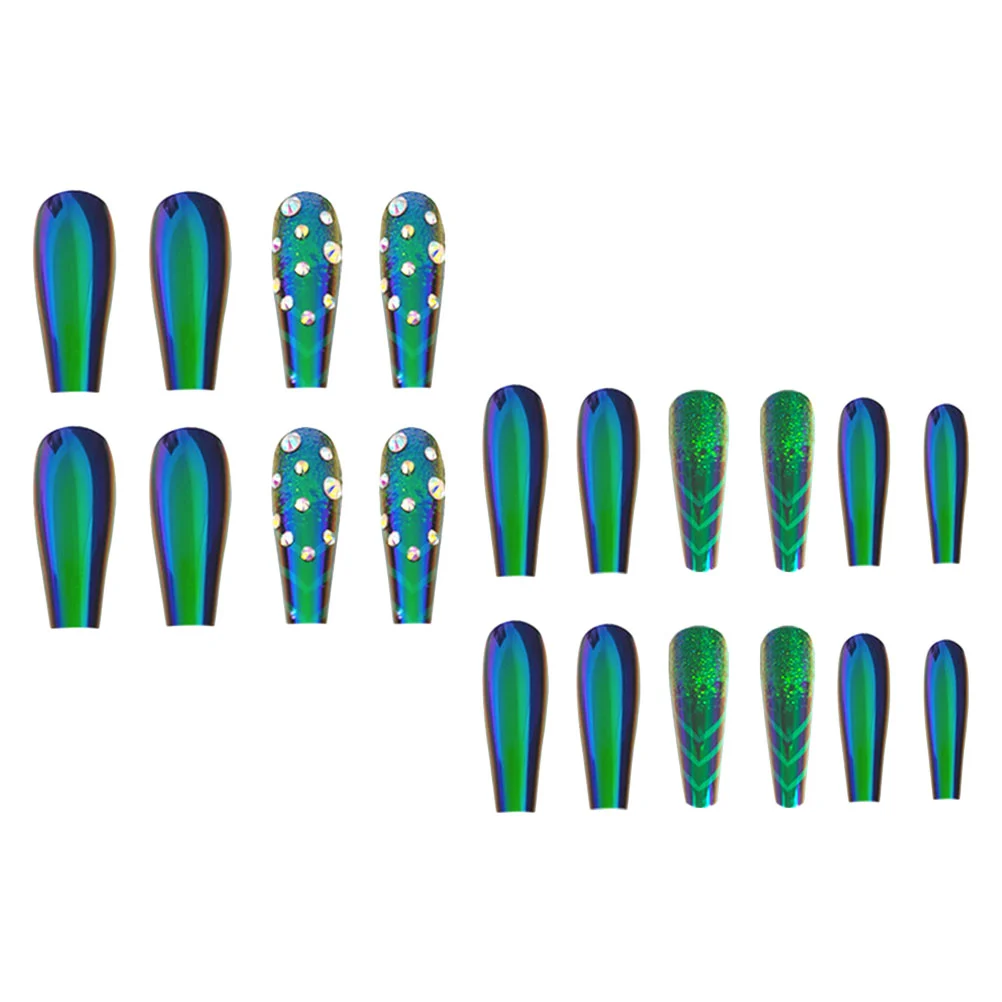 24pcs Halloween Press on Nails Spider Pattern False Nails Extra Long Fake Nails for Women