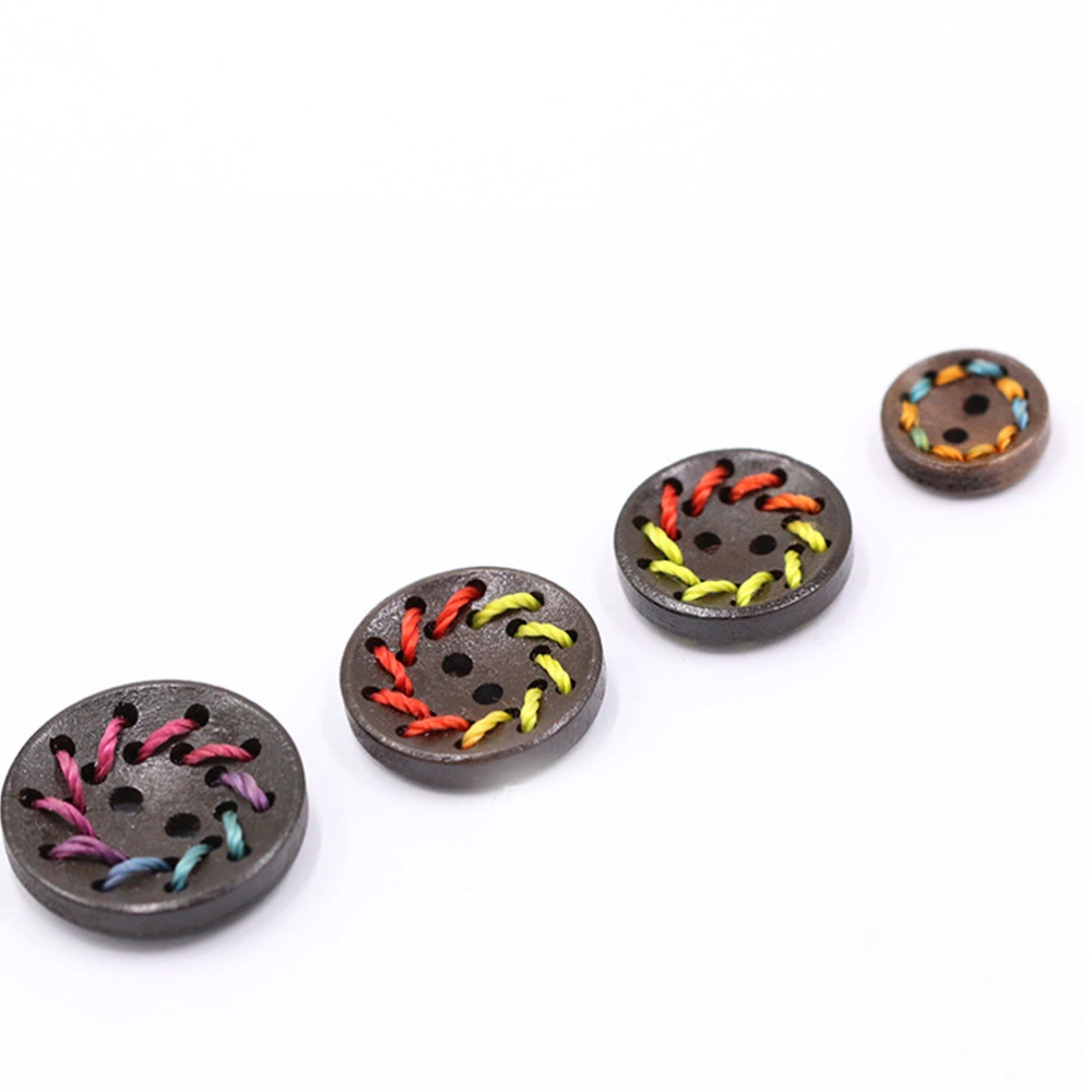 50pcs Colorful Wooden Buttons Handmade DIY Beautiful Buttons Clothes Adornment for Clothes Hat Shirt (32L=20.0 MM)