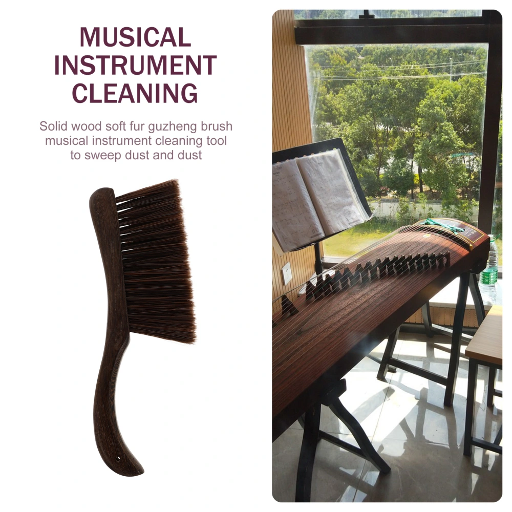 1Pc Guzheng Cleaning Brush Professional Clean Brush Dulcimer Cleaner (Dark Brown)