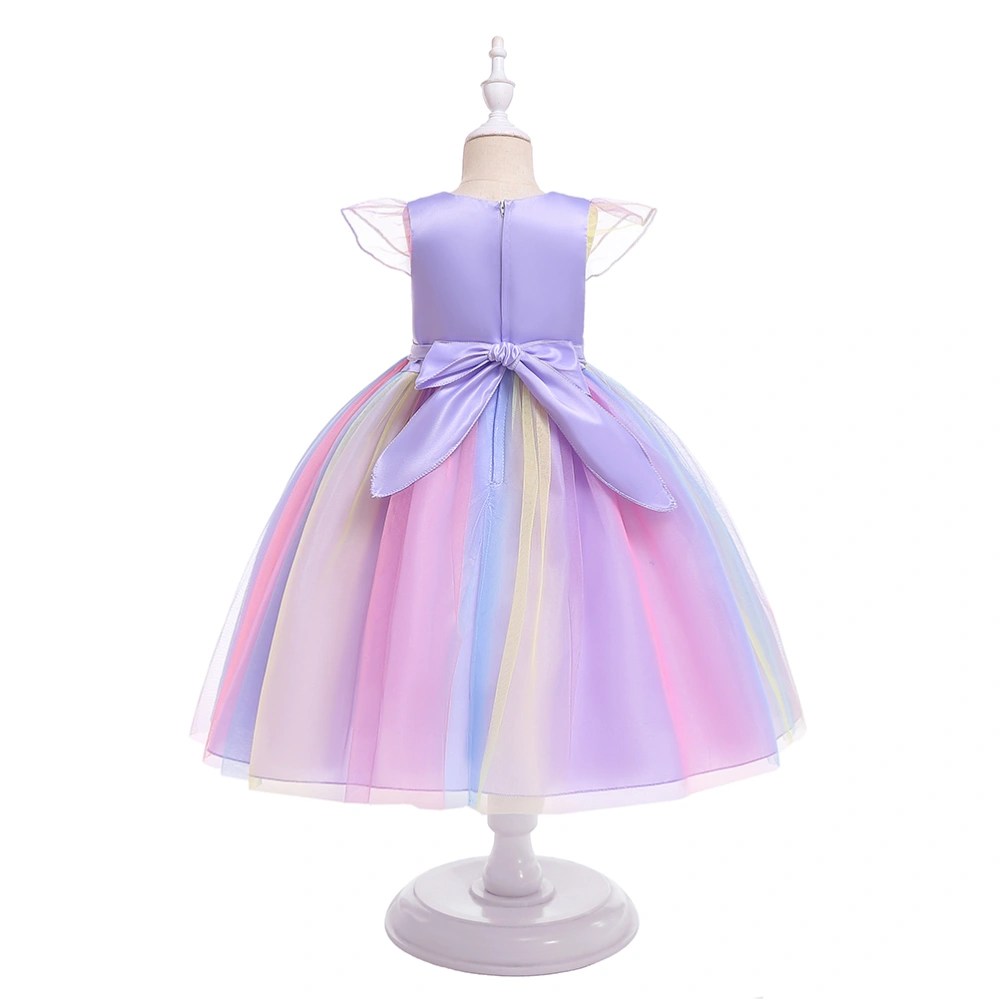 Girls Unicorn Tutu Dress Fashion Elegant Dress Kids Birthday Outfit Cartoon Cosplay Clothing for Birthday Dancing Party (Purple, 110cm)