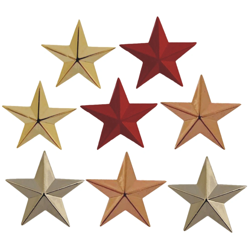 8Pcs Classic Pentastar Brooches Elegant Badges Independence Day Breastpins