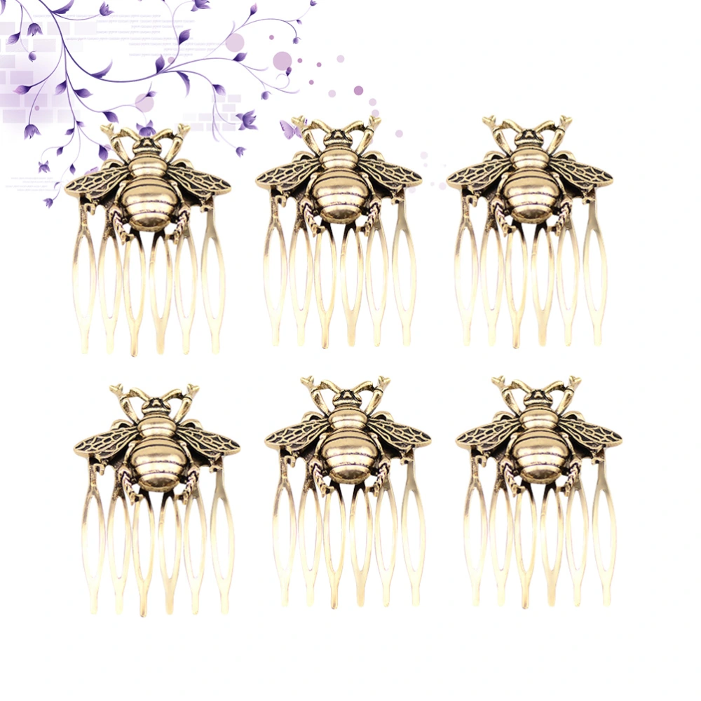 6pcs Retro Hair Comb Alloy Bee Shaped Inserted Comb Vintage Hair Accessories for Women Girls