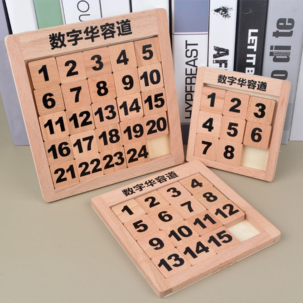 3 Sets Wooden Digital Huarong Road Wood Number Slide Puzzle Child Number Slide Toys