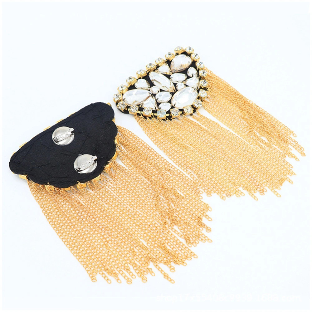 1Pc Metal Rhinestone Brooch Clothes Accessory Creative Tassel Shoulder Board