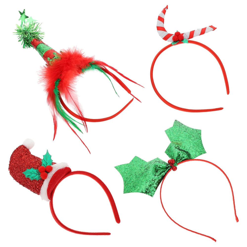 4Pcs Adorable Festival Hair Hoops for Party Christmas Gathering Decoration