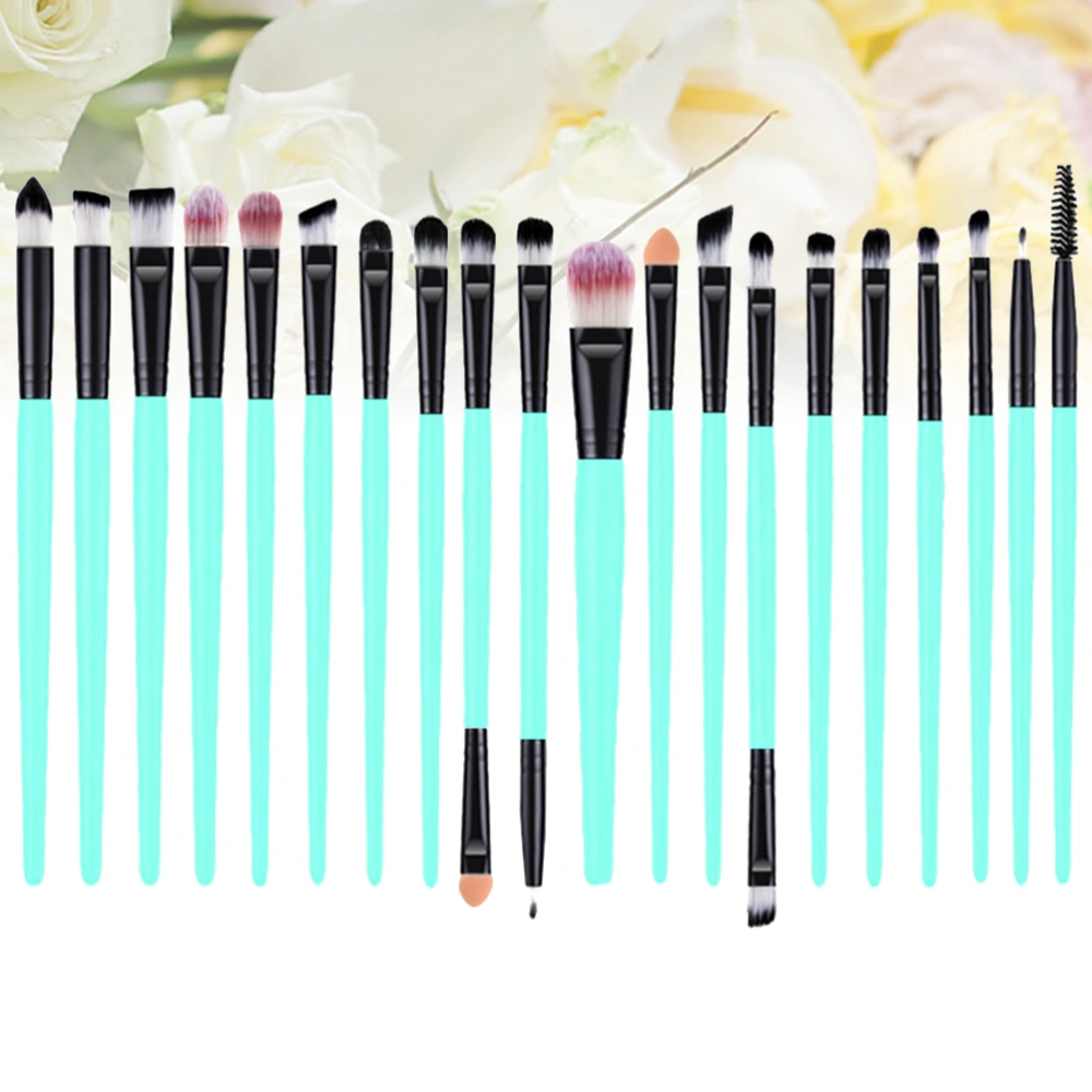 20PCS Eyeshadow Brushes Plastic Handle Eyelash Eyeliner Brush Set Portable Eye Makeup Kit (Green and Black)