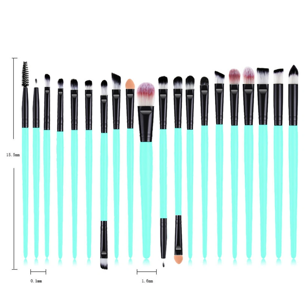 20PCS Eyeshadow Brushes Plastic Handle Eyelash Eyeliner Brush Set Portable Eye Makeup Kit (Green and Black)