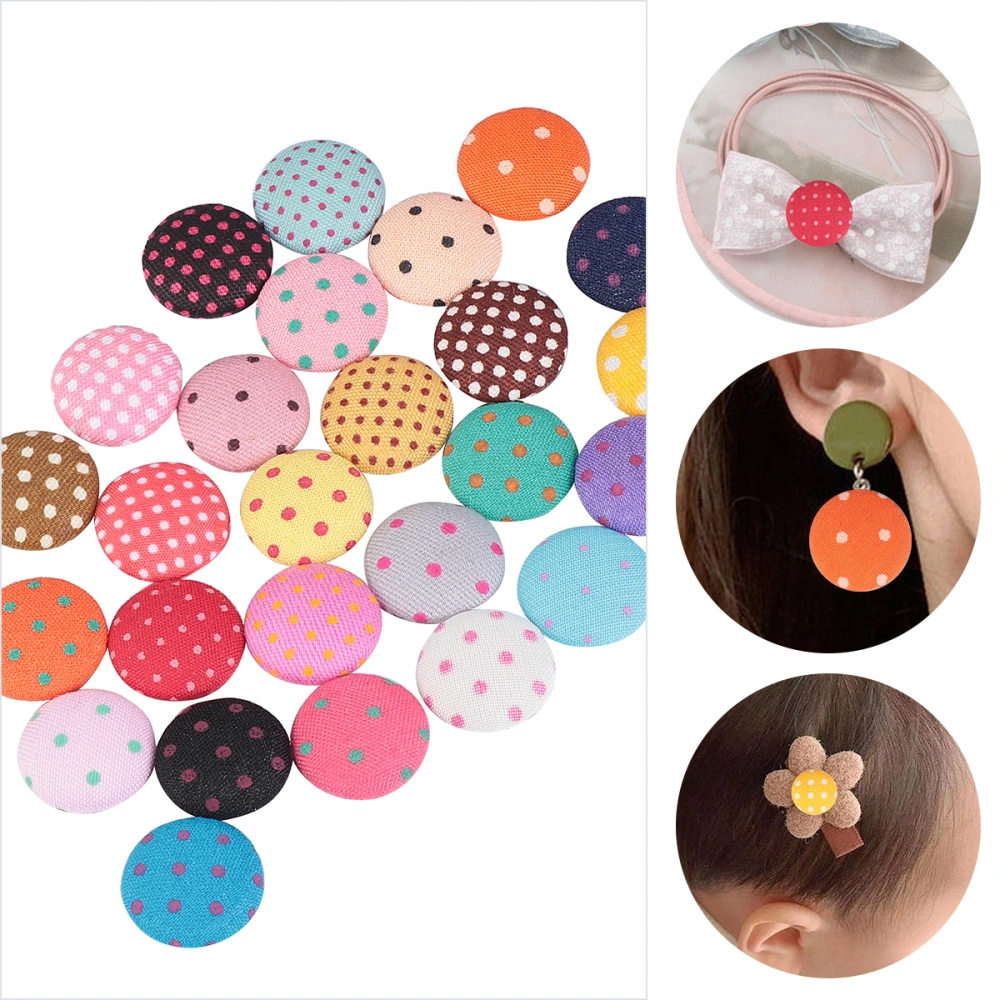 100pcs Dot Pattern Clothing Buttons Flat Back Fabric Covered Button DIY Craft