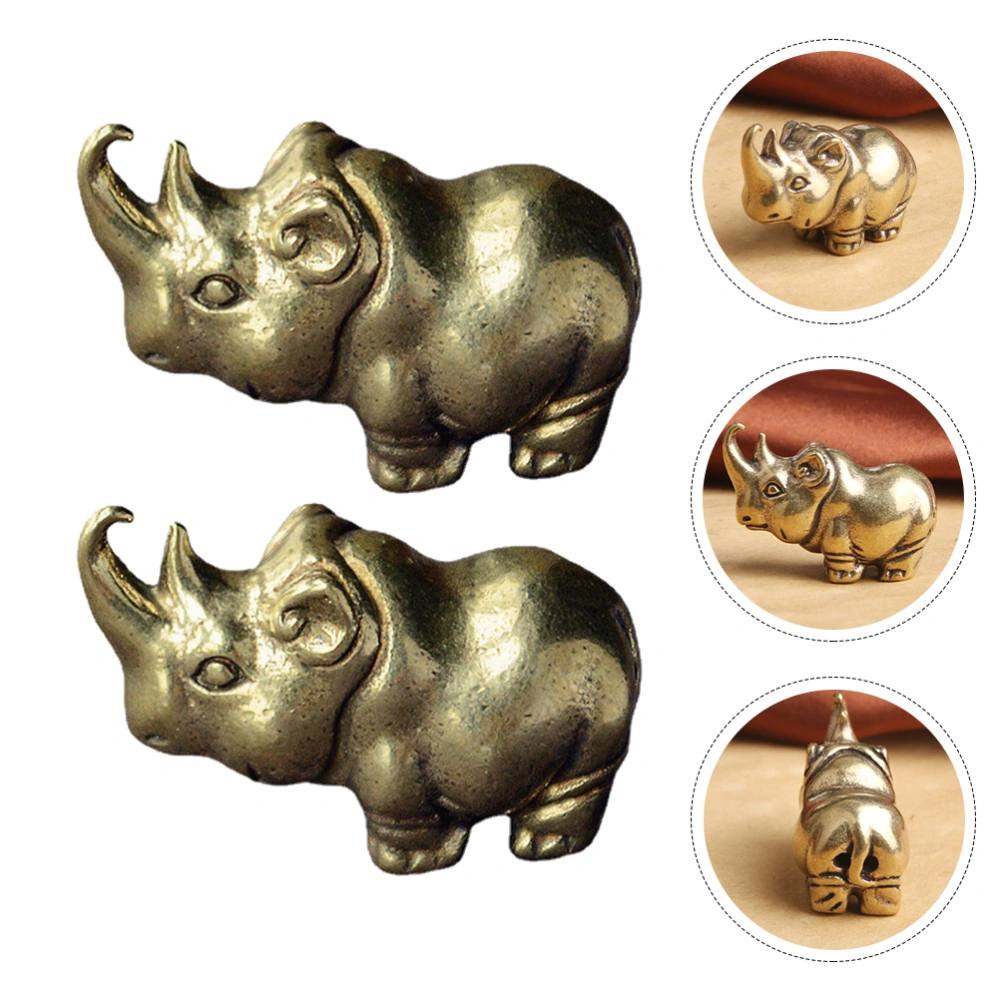 2Pcs Rhino Modeling Pendant DIY Keychain Pendant Home Decorative Pendant