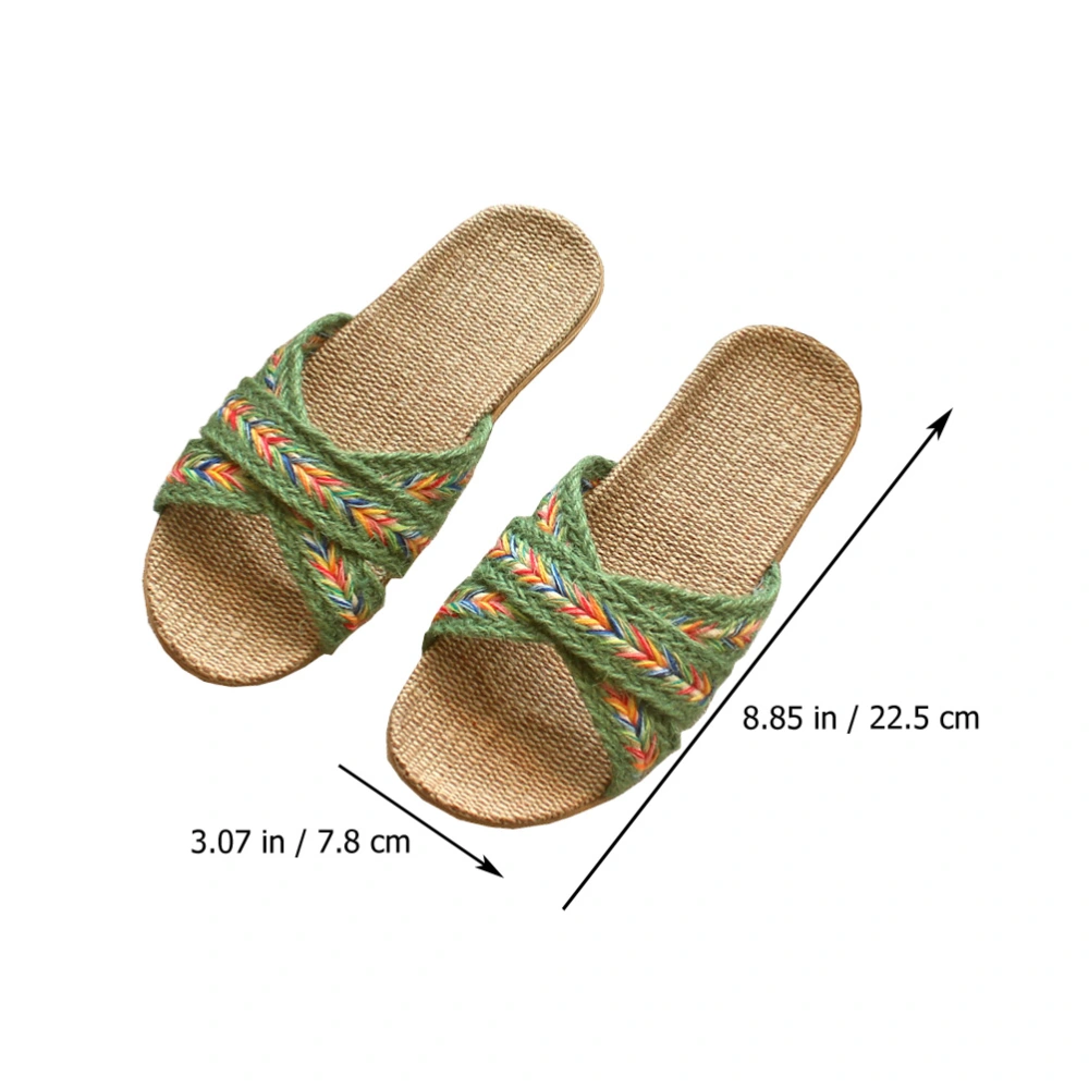 1 Pair Household Summer Slippers Bohemian Style Slippers Retro Linen Slippers