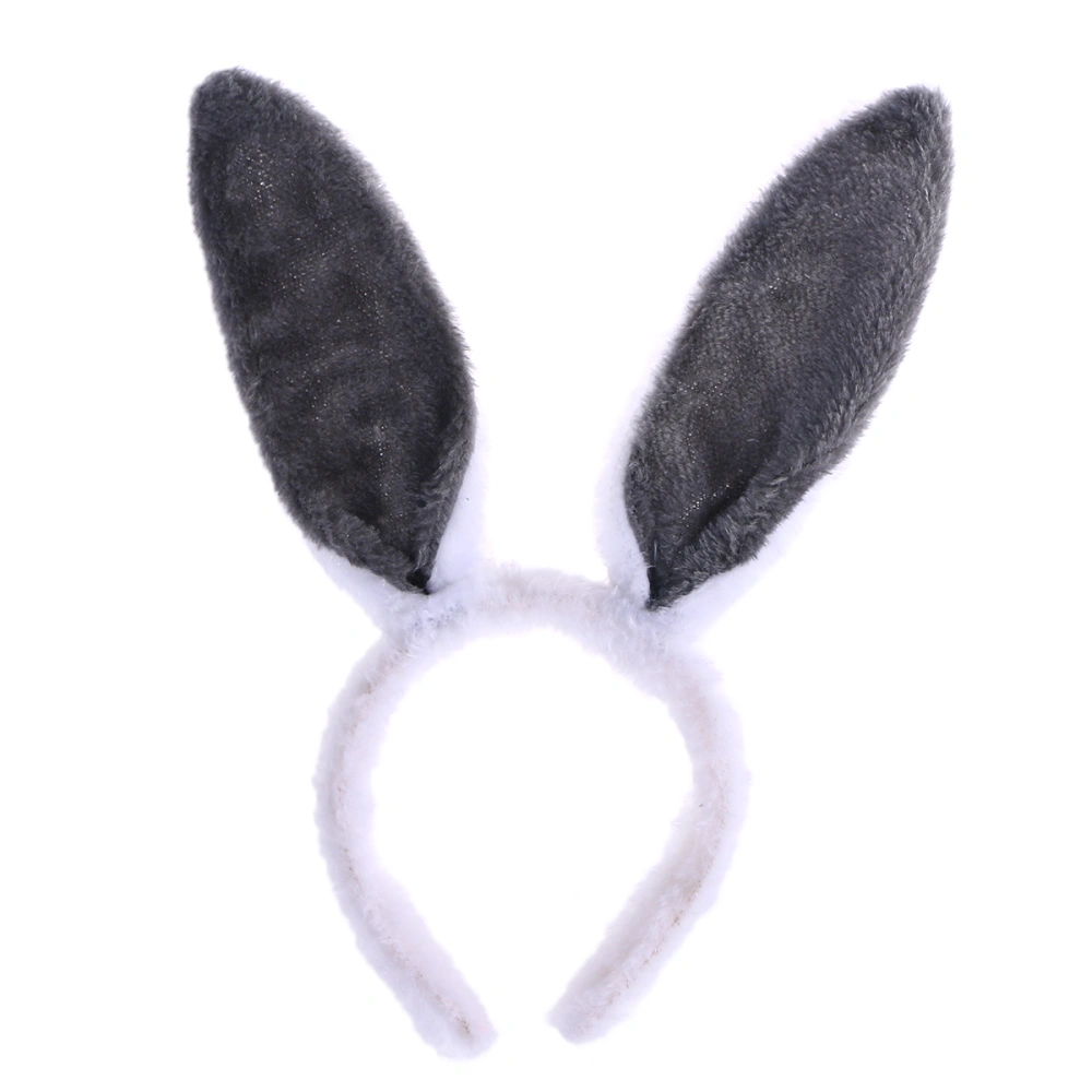 Plush Bunny Ears Hairbands Bunny Headband Bunny Ears Hairbands (White and Grey)