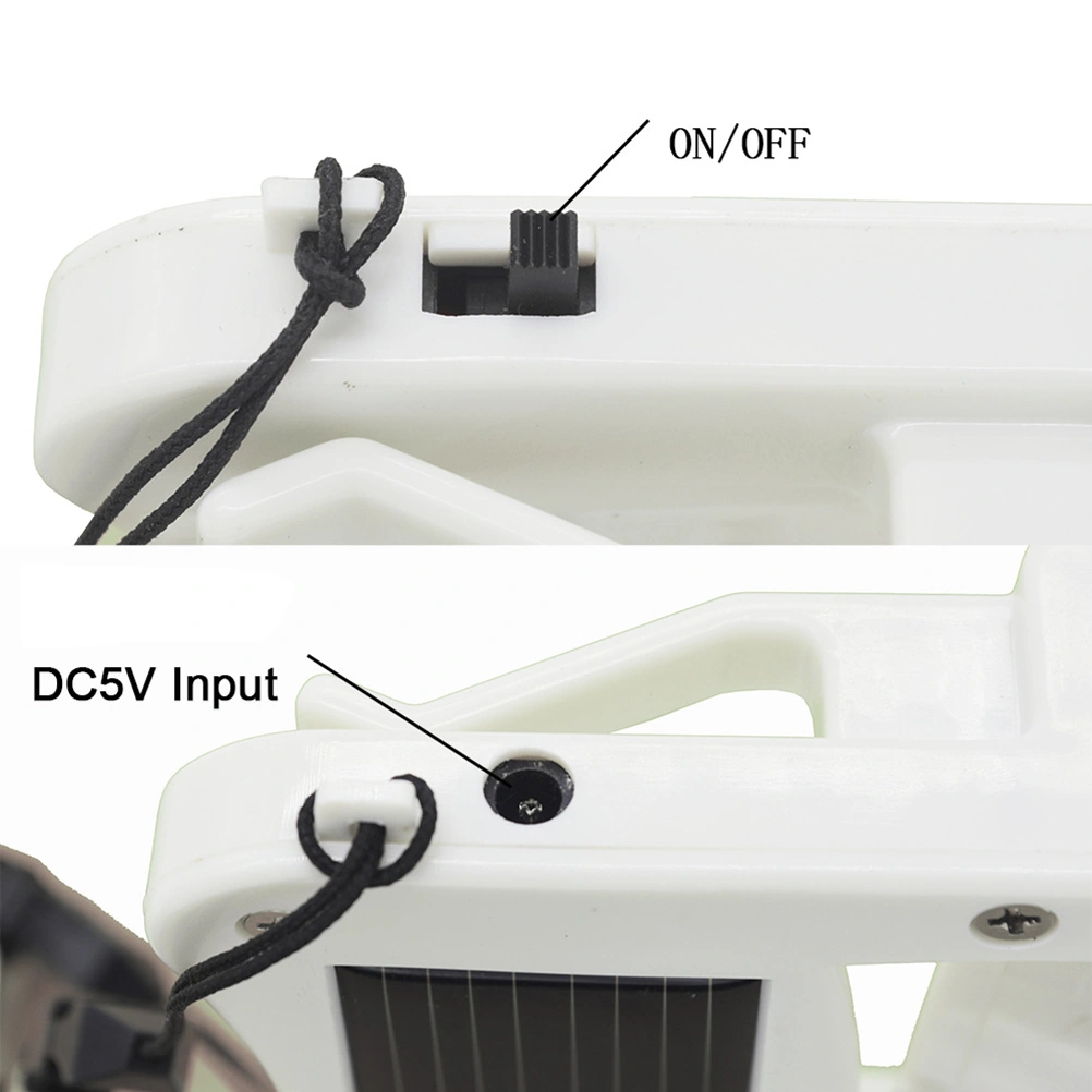 Mini Solar Powered Fan Clip-On USB Cooling Fan for Mountain Climbing Camping - White